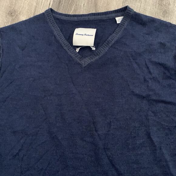 Tommy Bahama Sweater Mens XL Magic Sands Blue 100% Extra Fine Merino Wool Light - Picture 3 of 8